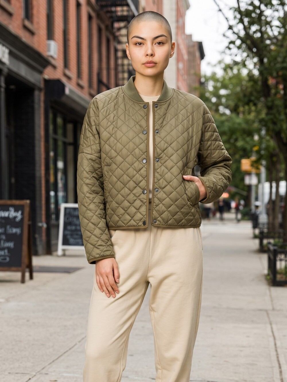 NSF Mo Cropped Quilted Army Green Oversized Jacket..NWT....Size XL